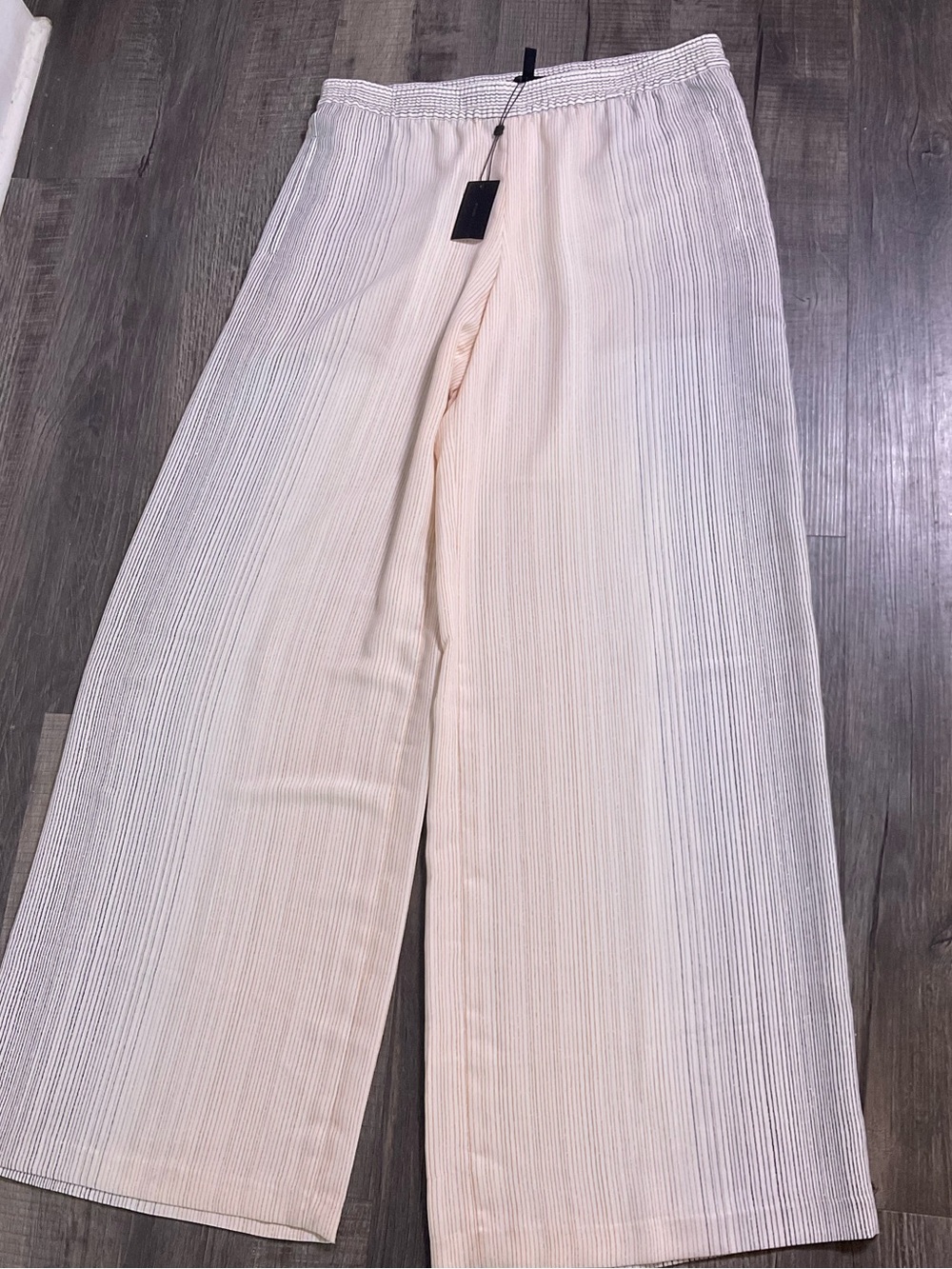 BCBGMAXAZRIA NWT‎ Wide Leg Stripe Pants Large Elastic Waist Pockets Palazzo